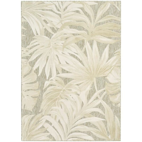 Aloha Ivory Sage 4 ft. x 6 ft. Palmette Contemporary Area Rug