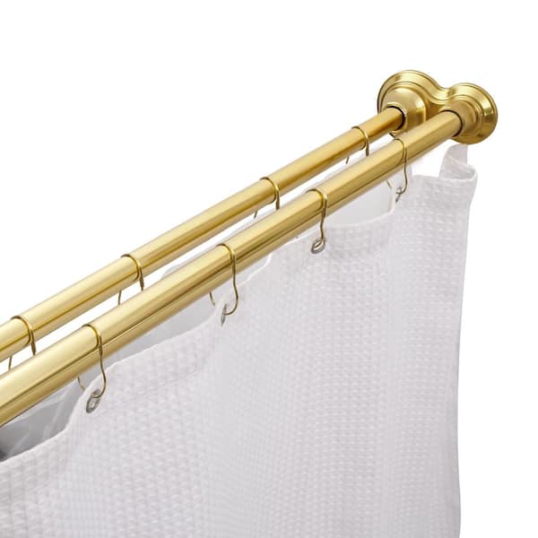Adjustable 72 in. Double Shower Curtain Rods, Rust-Proof Aluminum with Rubber End Cap, Retractable, No Drilling, Gold