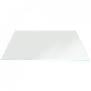 30 in. x 72 in. Clear Rectangle Glass Table Top, 3/8 in. Thick Flat Edge Polished Tempered Radius Corner