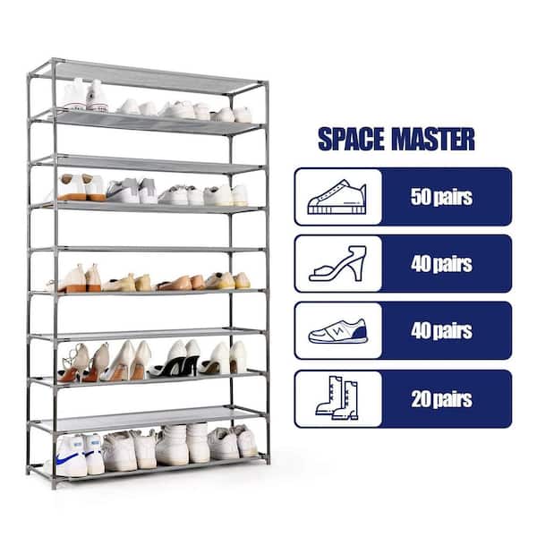 Large Shoe Organizer Closet for Entryway Bedroom Hallway, 9 Tier 72 Pair Heavy  Duty Shoes Shelf with Side Metal Hook, Black - AliExpress