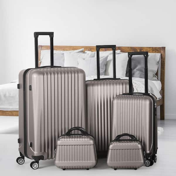 HIKOLAYAE Luggage 5-Piece Sets, Vertical Stripe Luggage Set with