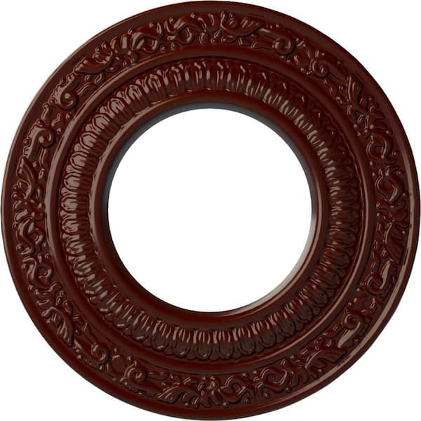Ekena Millwork 1/2" x 8-1/8" x 8-1/8" Polyurethane Andrea Ceiling Medallion, Brushed Mahogany