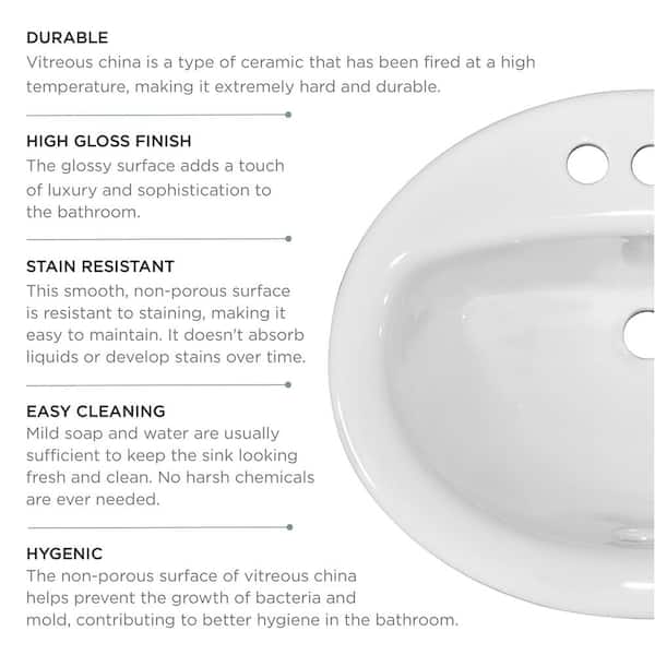 Glacier Bay Aragon 20 in. Drop-In Oval Vitreous China Bathroom