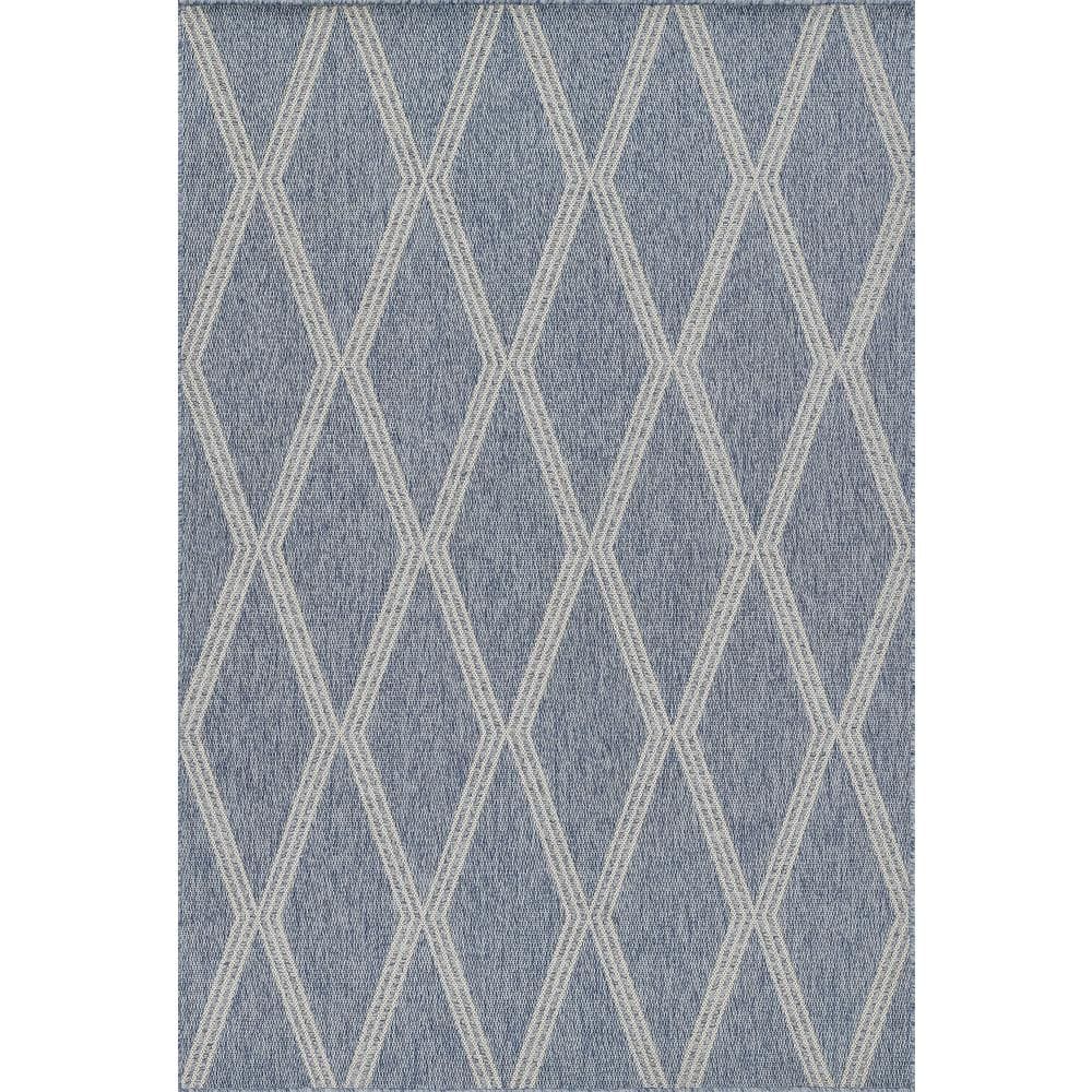 Momeni Hampton Blue 2 x 3 ft. Machine Made Geometric Polypropylene Rectangle Area Rug