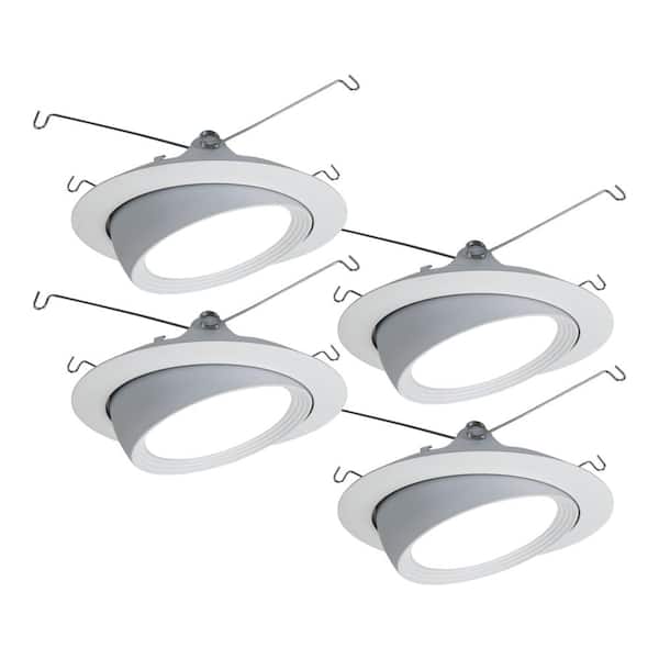 HALO 5 in. Matte White LED Recessed Lighting Eyeball Trim (4-Pack)