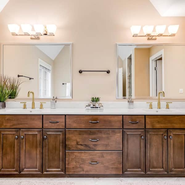 8 in. Widespread Double Handle Bathroom Faucet with Pop Up Drain and cUPC Certified Supply Lines in Brushed Gold