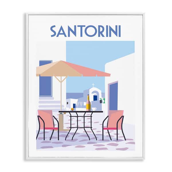 Stupell Industries Santorini Bistro Poster by Omar Escalante White Framed Culture Giclee Art Print 30 in. x 24 in.