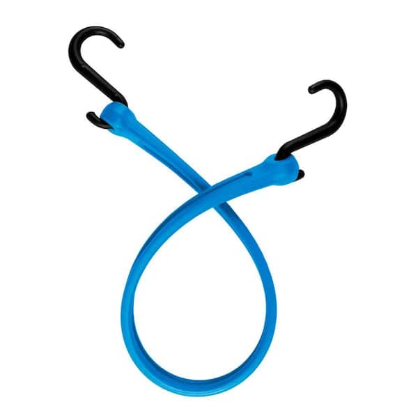 The Perfect Bungee 19 in.EZ-Stretch Polyurethane Bungee Strap with Nylon S-Hooks (Overall Length: 24 in. ) in Blue