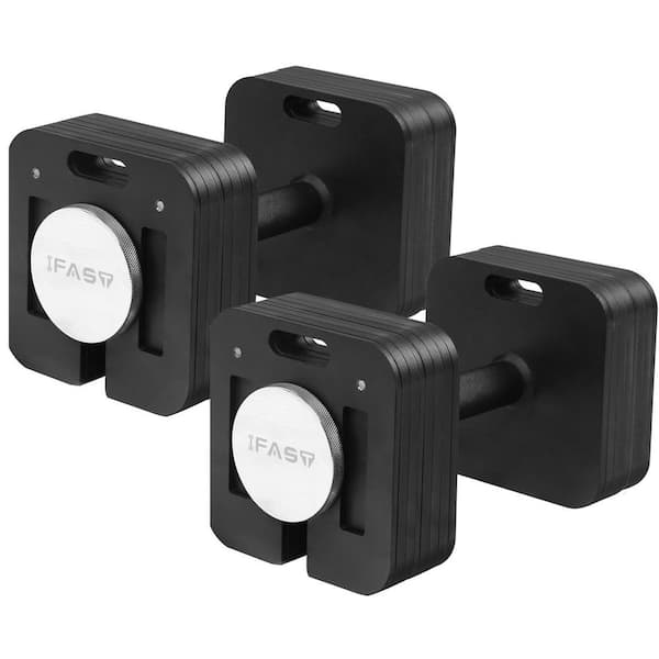 Tidoin 9-in-1 80 lb. Square Black Steel Adjustable Weight Dumbbell Set with Quick-Lock Fast Adjust