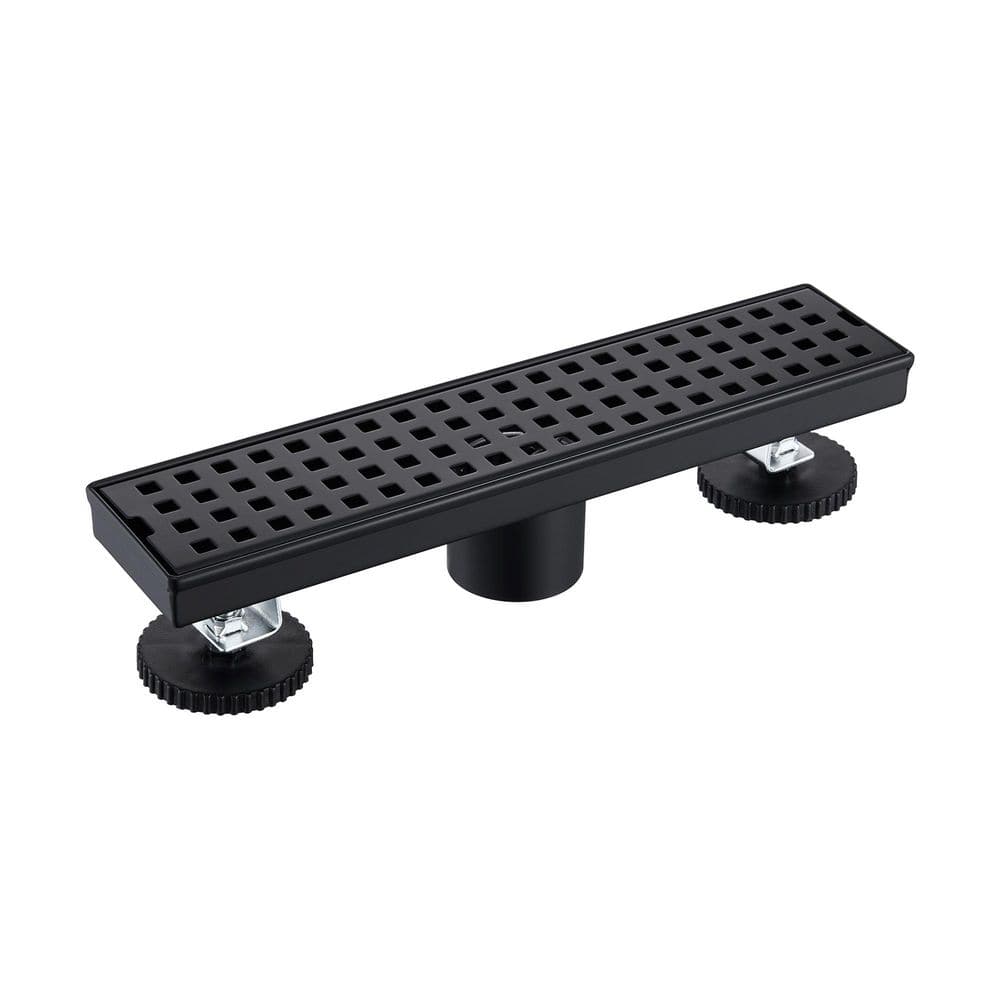 12 in. Stainless Steel Linear Shower Drain with Square Pattern Drain Cover in Matte Black price history on PriceWatchPro