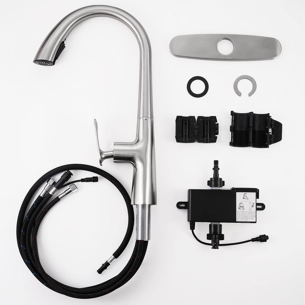Brushed Nickel Touchless Pull Down Kitchen Faucet with Pull-out Spray