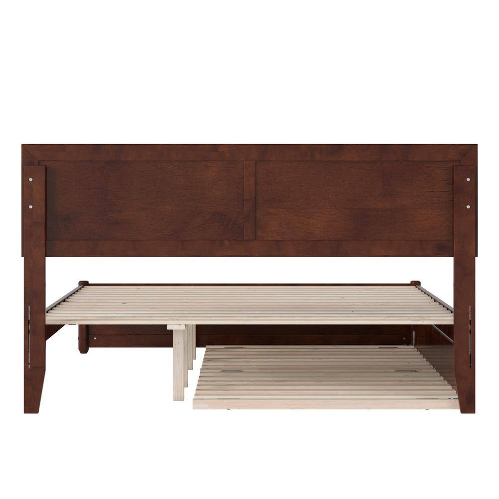Lylah Queen Walnut Wood Platform Bed with Trundle