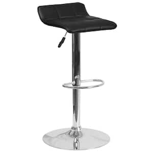 32 in. Adjustable Height Black Cushioned Bar Stool