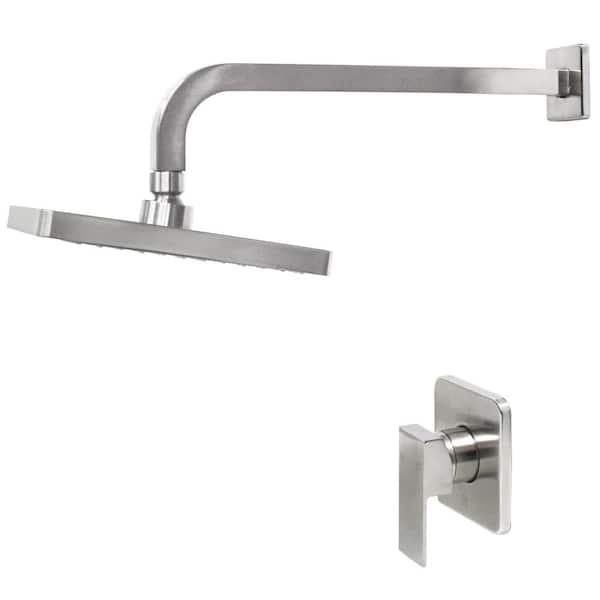Novatto CROWN Single Handle 1-Spray Shower Faucet 2.5 GPM with Adjustable Head and Included Valve in. Brushed Nickel