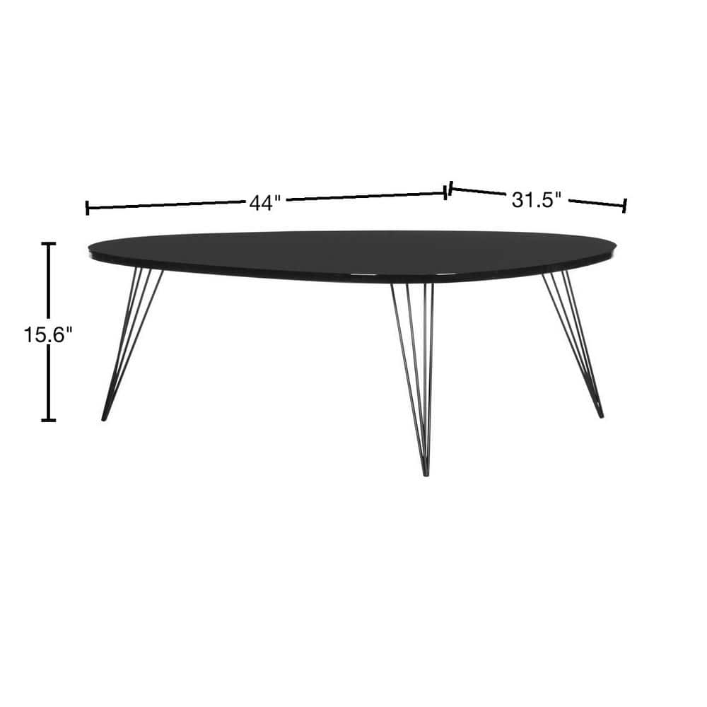 Wynton Triangular Black Wood & Iron Coffee Table - 44"W