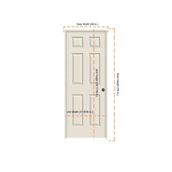 JELD-WEN 30 in. x 78 in. 6 Panel Colonist Primed Left-Hand
