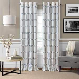 Slate Blue Trellis Blackout Curtain - 52 in. W x 84 in. L