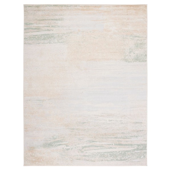 Adirondack Ivory/Gold 9 ft. x 12 ft. Solid Color Distressed Area Rug