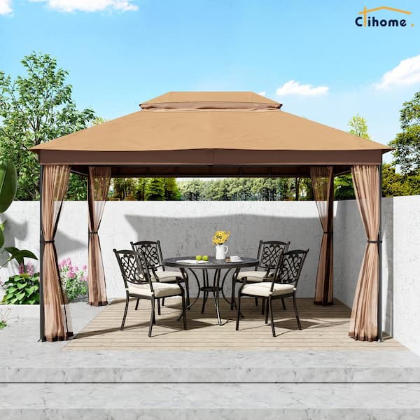Clihome 13 ft. x 10 ft. Patio Gazebo Double Vented Gazebo With Sidewall