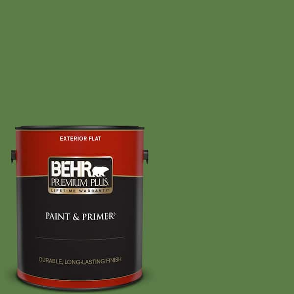 BEHR PREMIUM PLUS 1 gal. #440D-6 Grassy Field Flat Exterior Paint & Primer