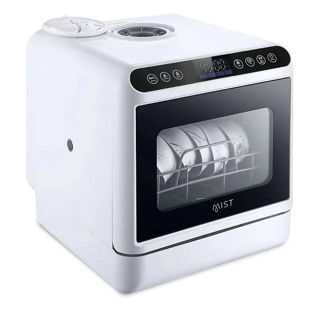 CleanPro Plus 16 in. Portable Countertop Dishwasher in White with 4 Cycles, 5 Place settings and 360° Dual Spray