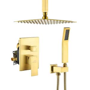 2-Function 10 in.Ceiling-Mounted Shower System in Brushed Gold