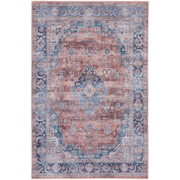 Nourison Machine Washable Brilliance Blue/Multi 4 ft. x 6 ft. Center Medallion Traditional Area Rug
