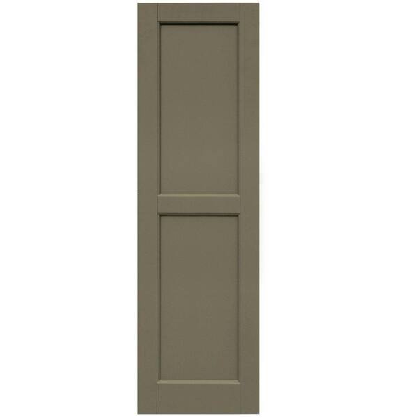 Winworks Wood Composite 15 in. x 51 in. Contemporary Flat Panel Shutters Pair #660 Weathered Shingle