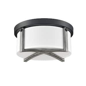 14.17 in. 0-Light Black Flush Mount with No Glass Shade and No Light Bulb Type Included (1-Pack)