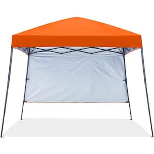 10 ft. x 10 ft. Orange Pop Up Canopy Tent Slant Leg with 1 Sidewall and 1 Backpack Bag