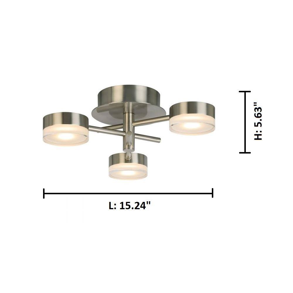 Transton Brushed Nickel 15" LED Ceiling Light with Acrylic Shades