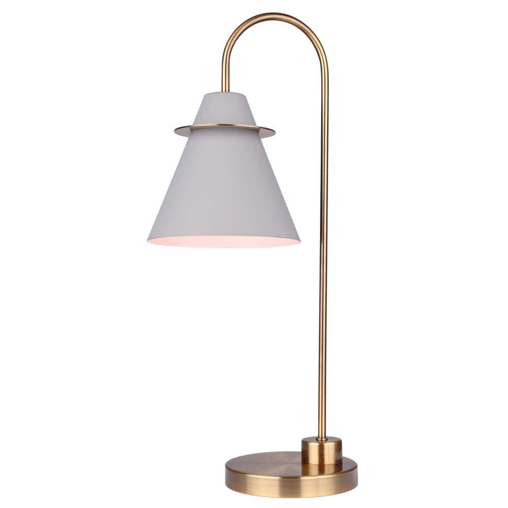 CANARM Talia 22 in. Gold Indoor Table Lamp with Grey Metal Shade  ITL1076A22MGG - The Home Depot