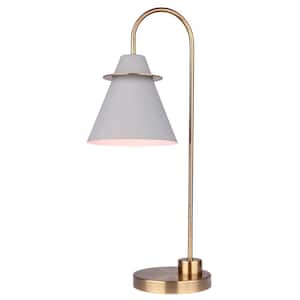 Talia 22 in. Gold Indoor Table Lamp with Grey Metal Shade