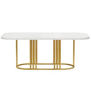 Roesler Modern White Wood 70.86 in. Pedestal Dining Table Seats 6