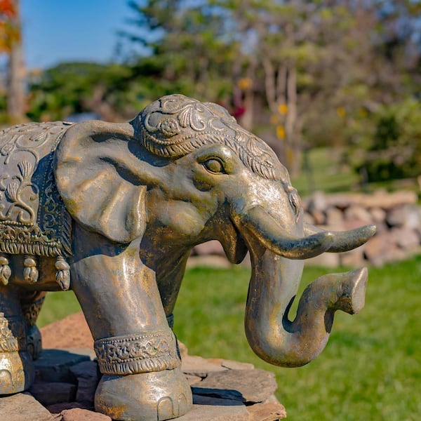 Zaer Ltd. International Magnesium Elephant Statue in Frosted Gold