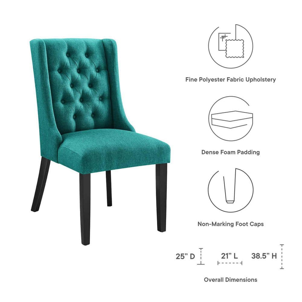 Luxe Teal Button Tufted High Parsons Side Chair with Sleek Wood Frame