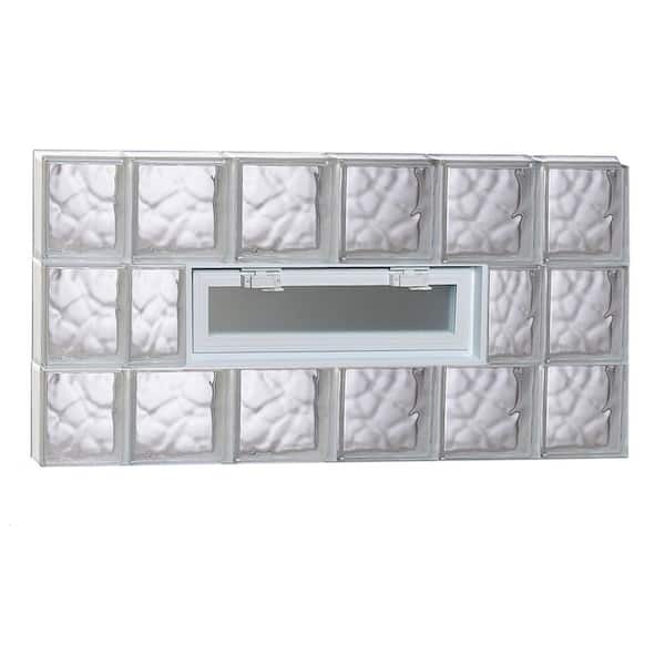 Clearly Secure 42.5 in. x 23.25 in. x 3.125 in. Frameless Wave Pattern Vented Glass Block Window