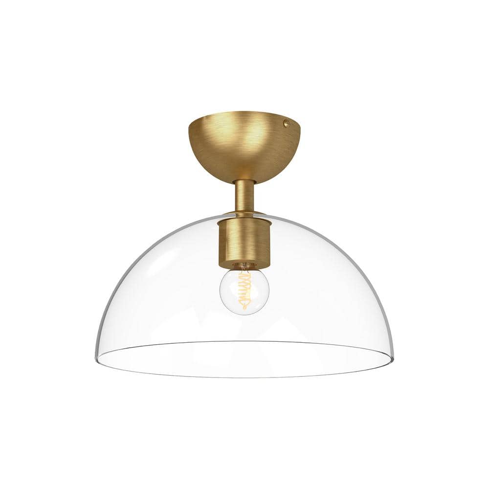 Jude Brushed Gold and Clear Glass Semi-Flush Mount Light