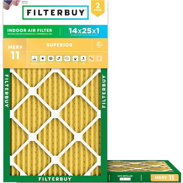 14 in. x 25 in. x 1 in. MERV 11 (FPR 7) Allergen Defense Pleated HVAC AC Furnace Air Filters Replacement (2-Pack)