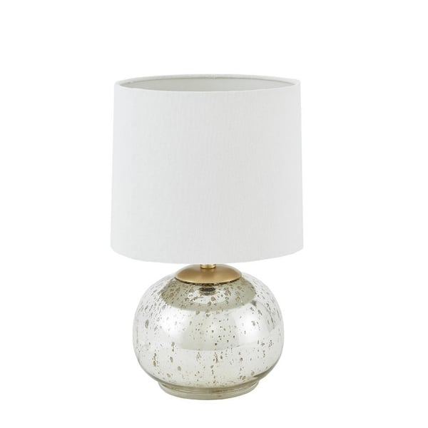 bessten 15 in. Silver Glass Table Lamp with Drum Shade