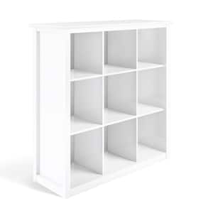 Artisan Solid Wood 45 in. x 43 in. Transitional 9 Cube Bookcase and Storage Unit in White