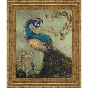 22 in. x 26 in. "Peacock on Sage II" by Tiffany Hakimipour Framed Printed Wall Art