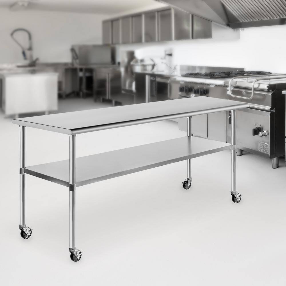 60" Stainless Steel Commercial Kitchen Prep Table with Casters