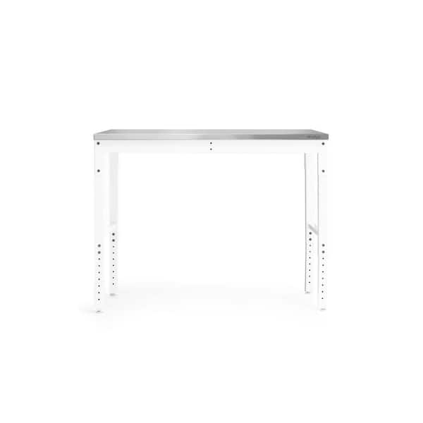 NewAge Products Pro Series 48 in. W x 24 in. D White Workbench with Stainless Steel Worktop