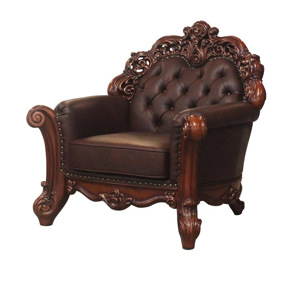 Vendome Cherry Faux Leather Handcrafted Chair with Pillow