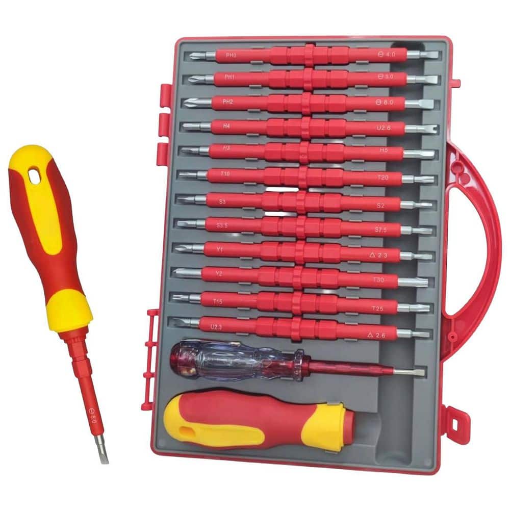 Insulated 26-Piece Magnetic Tip Screwdriver Set Electrician Tool Kit with Interchangeable Blades Case 1000V price history on PriceWatchPro