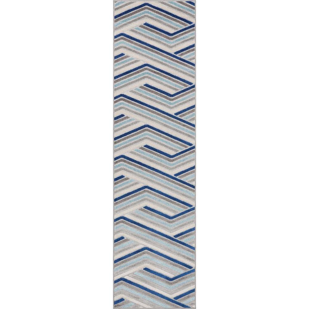 Dorado Neema Modern Geometric Grey Blue 2 ft. 7 in. x 9 ft. 10 in. Runner High-Low Indoor/Outdoor Area Rug price history on PriceWatchPro