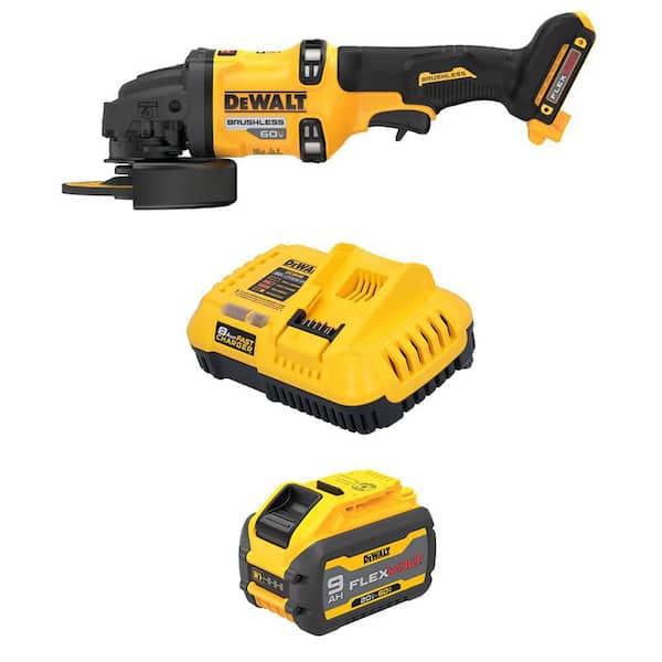 FLEX VOLT 60-Volt MAX Lithium-Ion Cordless Brushless 4.5 in. to 6 in. Small Angle Grinder with 9 Ah Battery and Charger