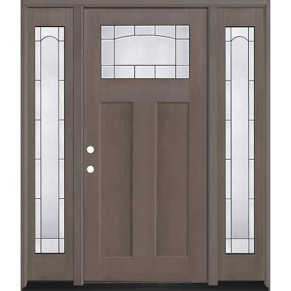 Regency 68 in. x 80 in. 1/4 TopL Empire Glass RHIS Ashwd Mahogany Fiberglass Prehung Front Door w/14in. -Full SLs 4-9/16