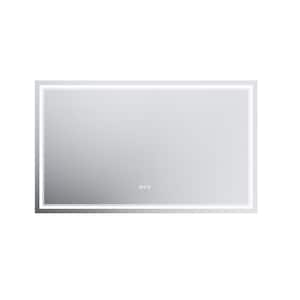 60 in. W x 36 in. H Rectangular Frameless Anti-Fog LED Light Vertical Wall Mounted Bathroom Vanity Mirror in Silver